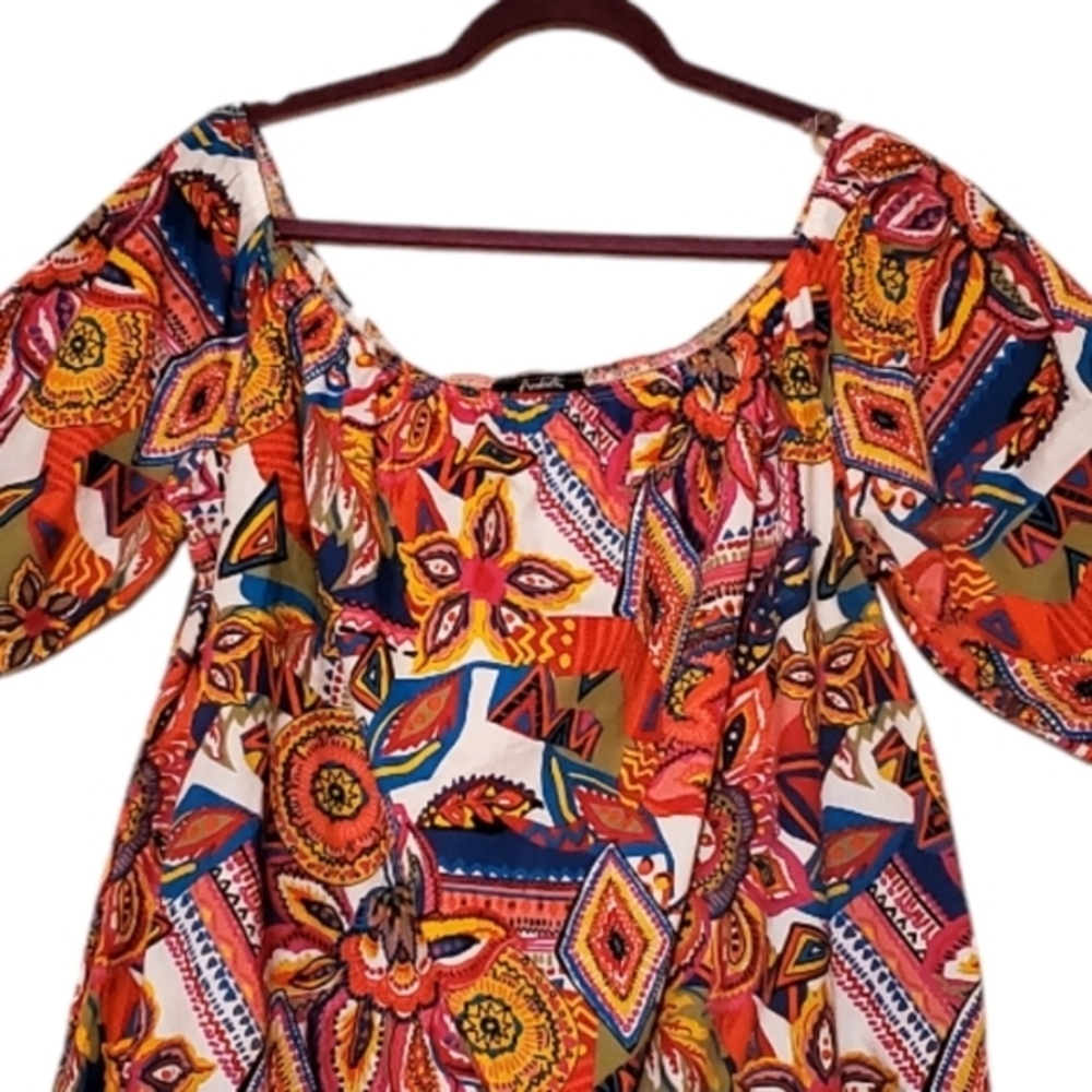 Arabella Bright Floral Tunic Top Shirt Women Size 3X Plus Size Pre-owned - Picture 2 of 12